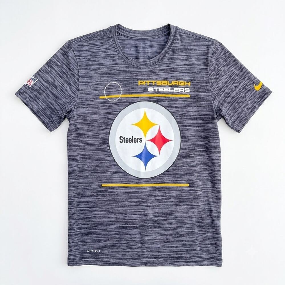 Pittsburgh Steelers Nike Tee Gray NFL Football Graphic Logo Dri Fit Mens Small